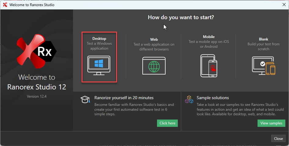 3. Create a New Solution – Ranorex