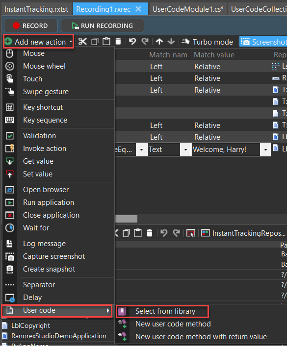 Using the User Code Library – Ranorex