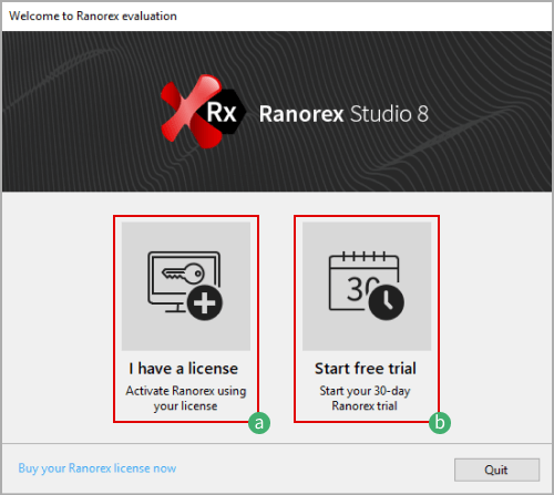 Ranorex Studio license type selection