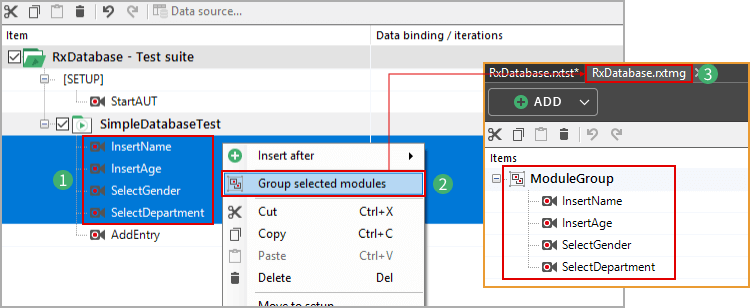 Creating a module group with direct grouping