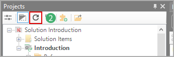‘Refresh’ button in project file view toolbar