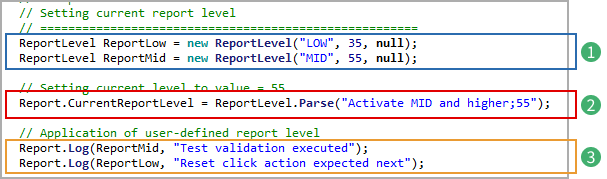 Setting the current report level