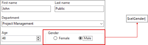 Making radio button selection variable