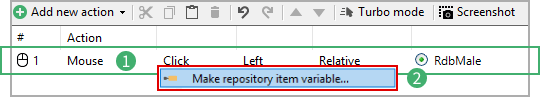 Making a repository item variable...