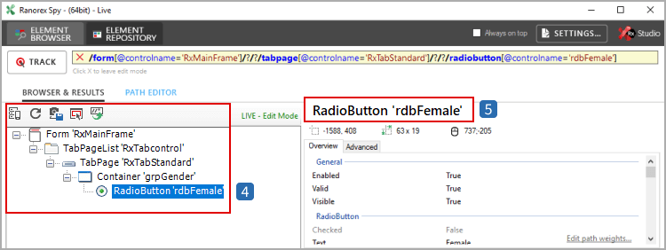 Example for assinged role to UI-element, part II